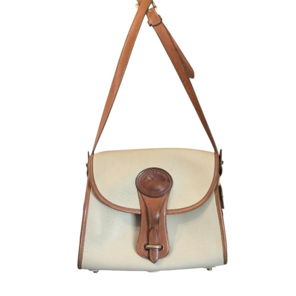 Dooney & Bourke AWL Vintage Bone & British Tan Equestrian Saddle Crossbody Bag